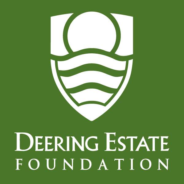 The Deering Estate Foundation logo in white on a green background.
