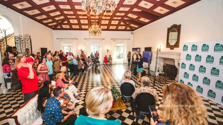 Large gathering at the Stone House ballroom for a National Parks Conservation Association conference.
