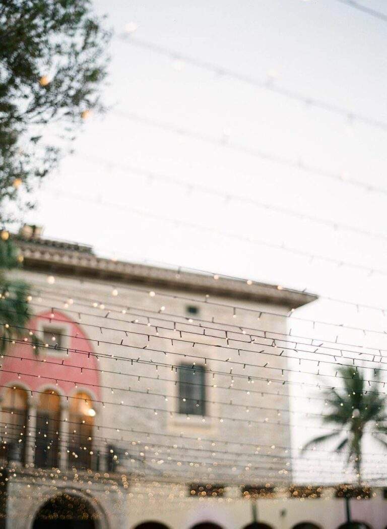Lighting detail of a reception at Deering Estate's Courtyard