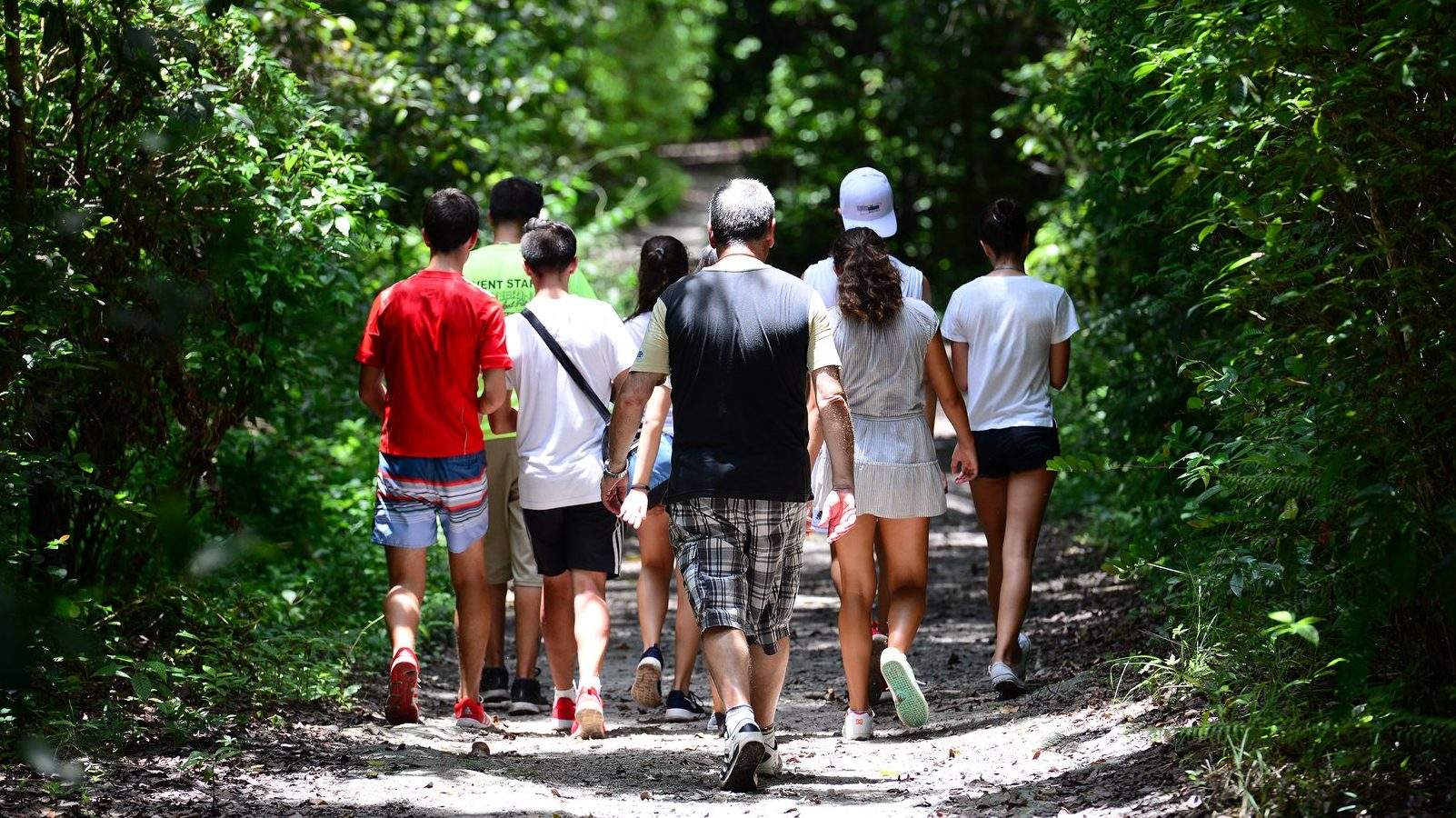 A group of guests being let on a natural areas tour at Deering Estate.