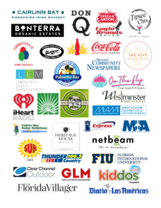 Collection of company logos that sponsored the 2026 20th Annual Deering Seafood Festival.