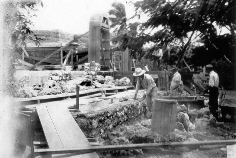 Charles Deering's Stone House, designed by architect Phineas Paist in the early 1900's, being built.