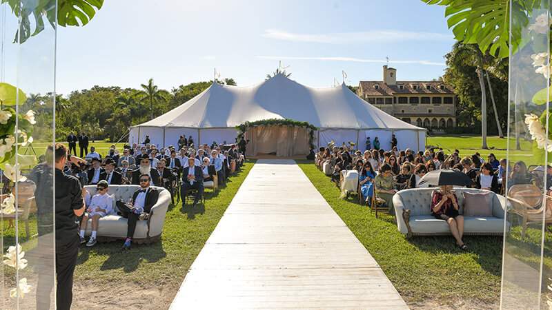 Wedding ceremony taking place in Miami on the water.