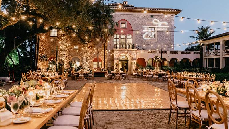 Beautiful wedding tables and decor at The Deering Estate