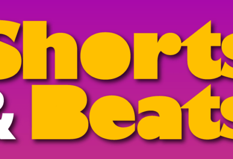 Yellow text on a pinkish-purple background that reads "Shorts and Beats."
