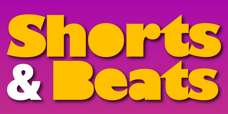Yellow text on a pinkish-purple background that reads "Shorts and Beats."